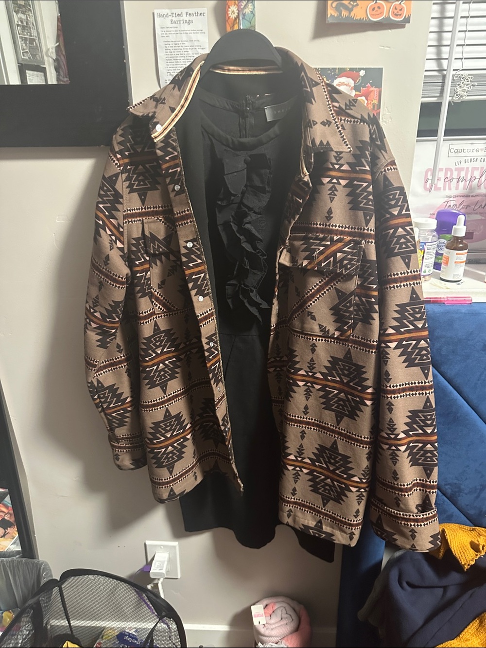 Nomad Brown Aztec Pattern Shacket Jacket